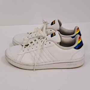 Adidas Rainbow Pride Sneakers White 7.5 Womens Casual Lace Up Tennis Shoes
